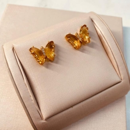 BR OURO BORBOLETA CRISTAL AMARELO