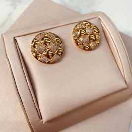 BR OURO BOTÃO LISO E CRAVEJADO