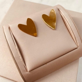 BR OURO CORAÇÃO LISO CHAPEADO