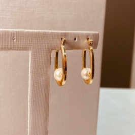 BR OURO FINO OVAL ARGOLA PEROLA