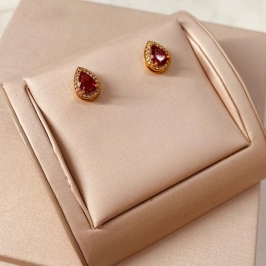 BR OURO GOTA RUBI MICRO CRAVEJADO EM VOLTA P