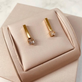 BR OURO TUBO ZIRCONIA QUADRADA