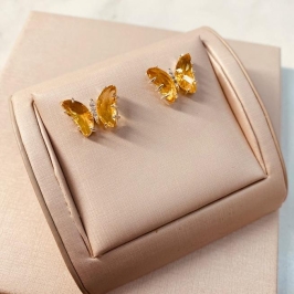 BR PRATA BORBOLETA CRISTAL AMARELO