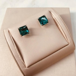 BR PRATA ZIRCONIA QUADRADA ESMERALDA 1CM