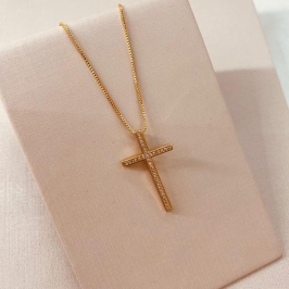 CL OURO CRUZ MICRO CRAVEJADA M