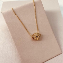 CL OURO OLHO GREGO MICRO CRAVEJADO