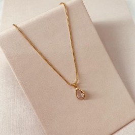 CL OURO ZIRCONIA GOTA COM BORDA