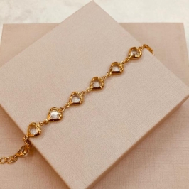 PL OURO CRISTAIS CORAÇÕES 6MM