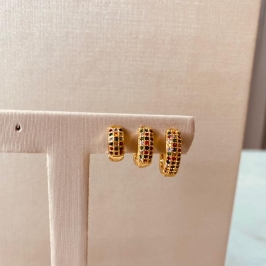 TRIO OURO ARGOLA MICROCRAVEJADA COLOR