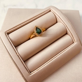 AN OURO GOTA ESMERALDA MICRO CRAVEJADO