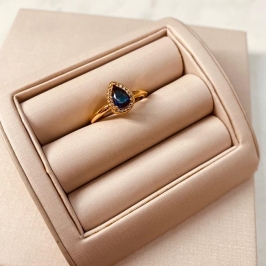 AN OURO GOTA SAFIRA MICRO CRAVEJADO