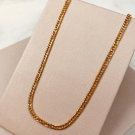 CR OURO GRUMET DUPLA DIAMANTADA 3MM 60CM