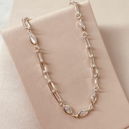 CR PRATA CARTIER COM ZIRCONIA NAVETE 45CM