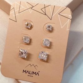 TR PRATA ZIRCONIA QUADRADA CRISTAL