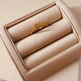 AN OURO CORAÇÃO VAZADO ARO COM ZIRCONIAS