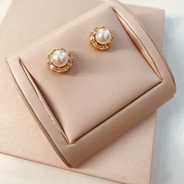 BR OURO PEROLA E ZIRCONIA OVAL