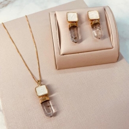 CJ OURO CRISTAL DE ROCHA E SELENITA QUADRADA