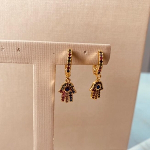 BR OURO ARGOLA MICRO CRAVEJADA MÃO DE DEUS COLOR