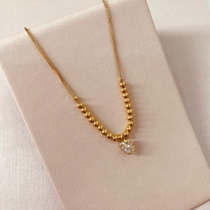 CL OURO VENEZIANA BOLINHAS ZIRCONIA CORAÇÃO BORDA