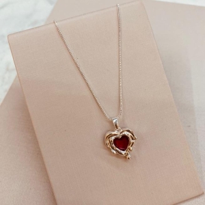 CL PRATA CORAÇÃO ORGANICO RUBI