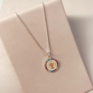 CL PRATA SÃO BENTO CRAVEJADO EM VOLTA COLOR P