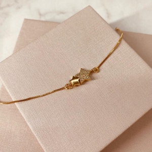 PL OURO VENEZIANA ESTRELA LISA E MICRO CRAVEJADA