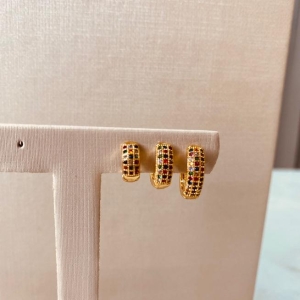 TRIO OURO ARGOLA MICROCRAVEJADA COLOR