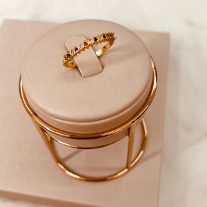 AN OURO MEIA ALIANÇA MICROCRAVAÇÃO COLOR