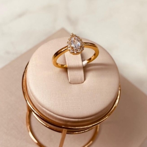 AN OURO SOLITÁRIO GOTA CRAVAÇÃO LATERAL