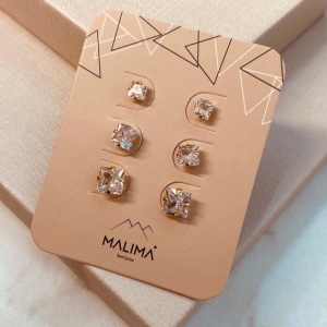 TR OURO ZIRCONIA QUADRADA CRISTAL