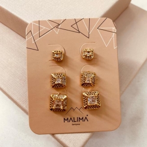 TR OURO ZIRCONIA QUADRADA E MICRO CRAVEJADO