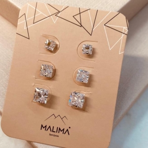 TR PRATA ZIRCONIA QUADRADA CRISTAL