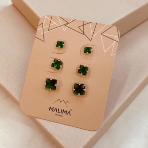 TR PRATA ZIRCONIA QUADRADA ESMERALDA