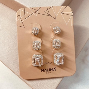 TR PRATA ZIRCONIA QUADRADA MICRO CRAVEJADO