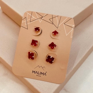 TR PRATA ZIRCONIA QUADRADA RUBI