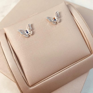 BR PRATA BORBOLETA VAZADA COLOR