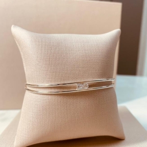 BRAC PRATA 2 FIOS ZIRCONIA QUADRADA