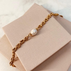 PL OURO MALHA RENATA PEROLA SHELL OVAL