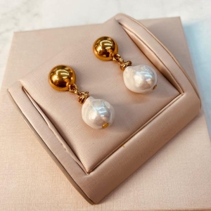 BR OURO BASE REDONDA LISA PEROLA BARROCA