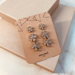 TR PRATA FLOR GOTAS DE ZIRCONIAS