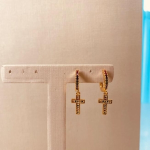 BR OURO ARGOLA MICRO CRAVEJADA COLOR PG CRUZ COLOR