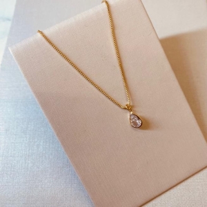 CL OURO ZIRCONIA GOTA COM BORDA
