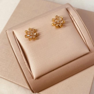 BR OURO FLOR DE ZIRCONIA GOTA