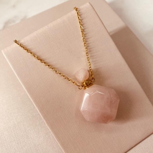 CL OURO PERFUMEIRO QUARTZO ROSA EXAGONO