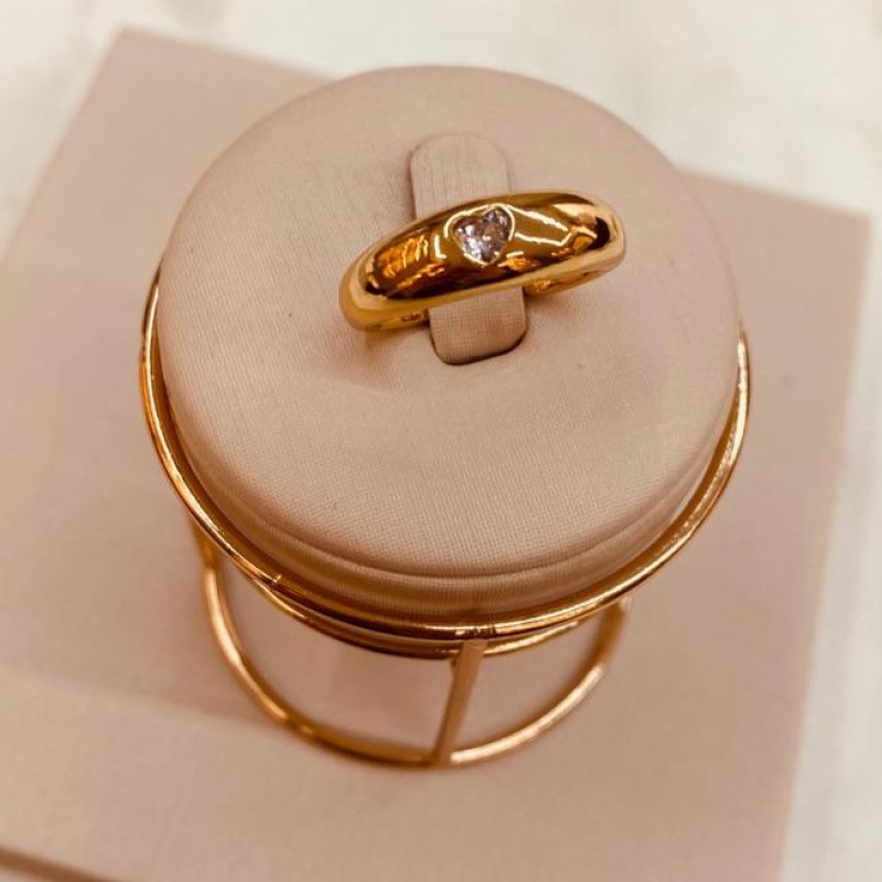 AN OURO LISO ZIRCONIA CORAÇÃO REGULÁVEL