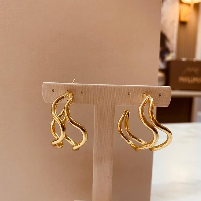 BR OURO ARGOLA ONDULADA DUPLA