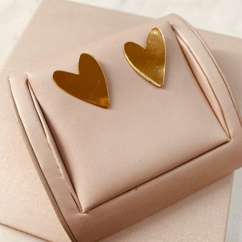 BR OURO CORAÇÃO LISO CHAPEADO