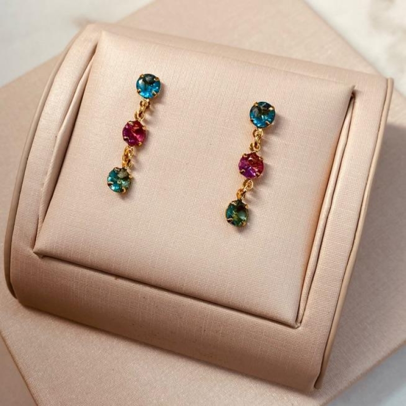 BR OURO ZIRCONIAS COLOR PENDURADAS