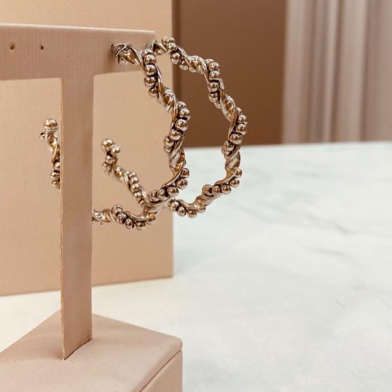 BR PRATA ARGOLA BOLINHAS TRANÇADAS