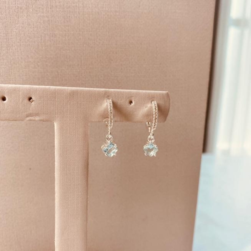 BR PRATA ARGOLA FINA MICRO CRAVEJADA PG AZUL BEBE